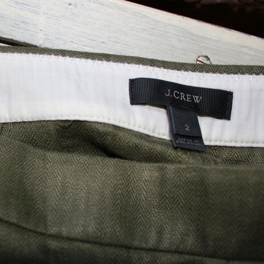 J. Crew Linen Olive Green Skort - Picture 6 of 6
